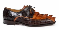 Mauri "4717/2" Cognac / Sport Rust Genuine Hornback Crocodile Tail / Baby Crocodile Hand Painted Shoes.
