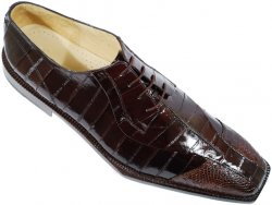 Belvedere "Gianni" Brown Genuine Crocodile / Eel Shoes