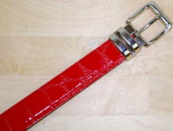 Serpi Dark Red Alligator Print Genuine Leather Belt GB-141
