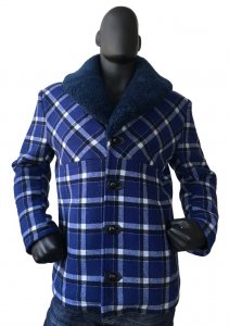 G-Gator Blue Genuine Wool Sherpa Fur Coat With Mouton Shawl Collar 2400.