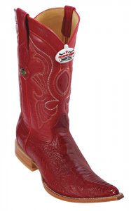 Los Altos Red Genuine Ostrich Leg 3X Toe Cowboy Boots 950512