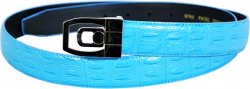Serpi Sky Blue Hornback Crocodile Print Genuine Leather Belt GB-132