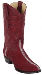 Los Altos Burgundy Genuine Stingray Round Toe Cowboy Boots 651106