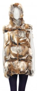 Winter Fur Ladies Red Fox 3/4 Vest With Hood W11V13NA