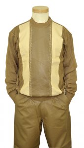 Bagazio Khaki / Cream PU Leather 2 PC Outfit BM1254