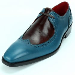 Encore By Fiesso Blue / Burgundy Genuine Leather Shoes FI8704.