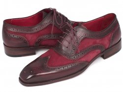 Paul Parkman ''228BRDSD'' Bordeaux Genuine Suede / Calfskin Wingtip Shoes.