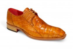 Fennix Italy "Logan" Cognac Genuine Alligator Lace-Up Dress Shoes.