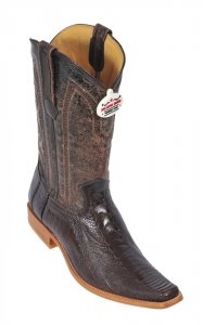 Los Altos Brown Genuine All-Over Ostrich Leg Square Toe Cowboy Boots 710507