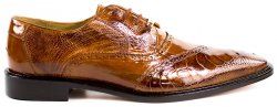 Belvedere "Nino" Antique Camel Genuine Eel / Ostrich Leg Shoes 0B4.