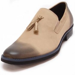 Encore By Fiesso Beige Genuine Leather Loafer Shoes FI6692