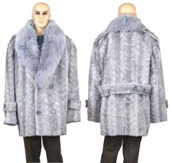 Winter Fur Sapphire Men's Mink Paws Pea Coat M69Q01SA.