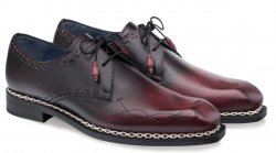 Mezlan "Vladimir'' Burgundy / Black Genuine Calfskin Plain Toe Oxford Shoes 9209.