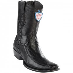 Wild West Black Genuine Teju Lizard With Deer Dubai Toe Cowboy Boots 279BF0705