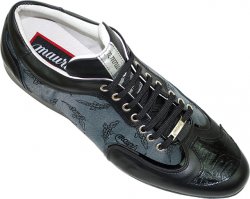 Mauri 8614 Black Genuine Alligator With Mauri Fabric Sneakers