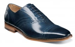 Stacy Adams "Talford'' Blue Genuine Leather Cap-Toe Oxford Shoes 25293-001.