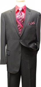 Jeffrey Banks Black Shadow Stripes Super 140's Wool Suit 2389 / 8003