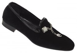 Mauri "4697" Black Genuine Velvet / Patent Evening Loafer Shoes