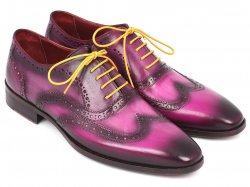 Paul Parkman Lilac Genuine Leather Men's Wingtip Oxford Dress Shoes 228-LIL