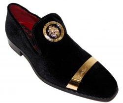 Emilio Franco "EF13P " Black Velvet Loafer Shoes.