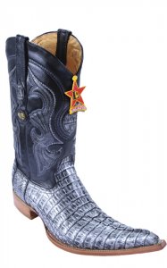 Los Altos Black Silver All-Over Genuine Crocodile Tail 6X Pointed Toe Cowboy Boots 960191