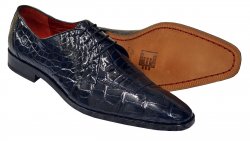 David Eden "Capelli" Navy Blue All Over Genuine Alligator Belly Lace-Up Shoes