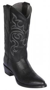 Los Altos Black Genuine Pull Up Leather Round Toe Cowboy Boots 653805