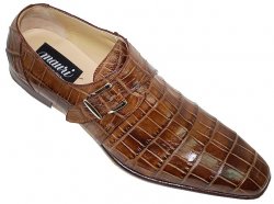 Mauri 1172 Tabac Genuine All-Over Baby Alligator Hand Painted Shoes With Monk Strap On Front