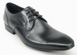 Carrucci Black Genuine Calf Skin Leather Lace- up Shoes KS308-03.