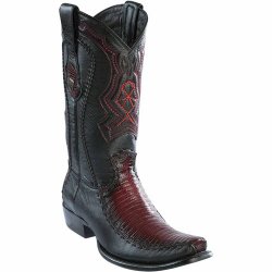 Wild West Faded Burgundy Genuine Lizard Dubai Toe Cowboy Boots 279F0743