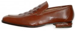 Mauri Cognac Genuine Hornback Alligator Print Loafers Shoes.