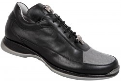 Mauri 8900/2 Medium Grey / Black Genuine Ostrich Leg / Nappa Leather Sneakers.