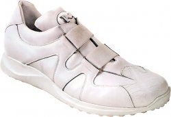 Mauri "Premium" 8711 White Baby Crocodile / Nappa Leather Sneakers