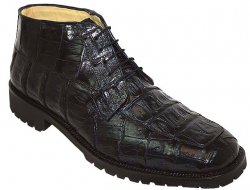 Belvedere "Ugo" Black All-Over Genuine Hornback Crocodile Ankle Boots