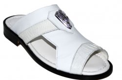 Fennix Italy "Monaco" White Genuine Alligator / Calf Platform Sandals.
