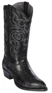 Los Altos Black Genuine Ostrich Leg J Toe Cowboy Boots 990505