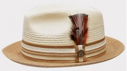 Bruno Capelo Cream / Camel Braided Fedora Straw Hat GI-670