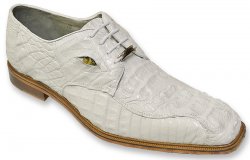 Belvedere "T-Rex" White All-Over Genuine Hornback Crocodile Shoes With Eyes