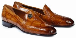 Mauri "Ghiberti" 1017 Brandy Genuine Body Alligator Hand Painted Burnished Loafer Shoes.