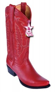 Los Altos Women's Red Genuine Teju Leather Snip Toe Cowgirl Boots 348312