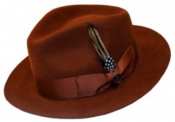 Bruno Capelo Brandy Brown Australian Wool Big Brim Fedora Dress Hat FB-222.