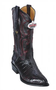 Los Altos Black Cherry All-Over Genuine Crocodile Tail J-Toe Cowboy Boots 990118