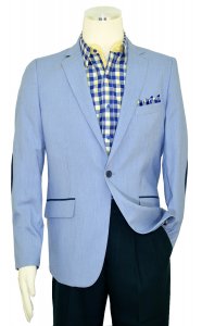 Cielo Blue / White Micro Houndstooth Blazer With Elbow Patches B6111