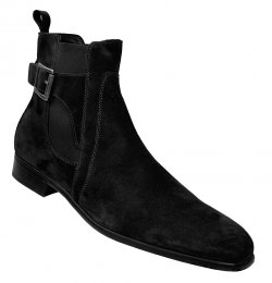 Calzoleria Toscana "Ancona" Black Genuine Suede Leather Ankle Boots 1112