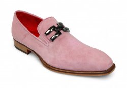 Emilio Franco "Francesco" Pink Genuine Italian Suede Leather With Bracelet Loafers.