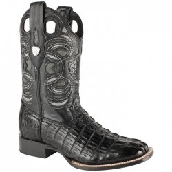 Wild West Black Genuine Caiman Tail Cowboy Boots 28240105