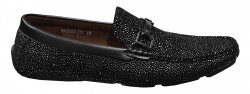 Amali Black With Silver Speckled Design Faux Leather Driving Loafer Shoes With Gunmetal Bracelet Brogan-211