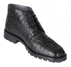 Los Altos Black All-Over Genuine Hornback Crocodile Chukka Ankle Boots ZA2060205