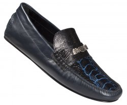 Mauri "3117/1" Bicolore Blue Genuine Ostrich Leg / Blue Nappa Calf Dress Casual Shoes