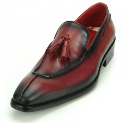 Encore By Fiesso Burgundy Genuine Leather Tassel Loafers FI8701.